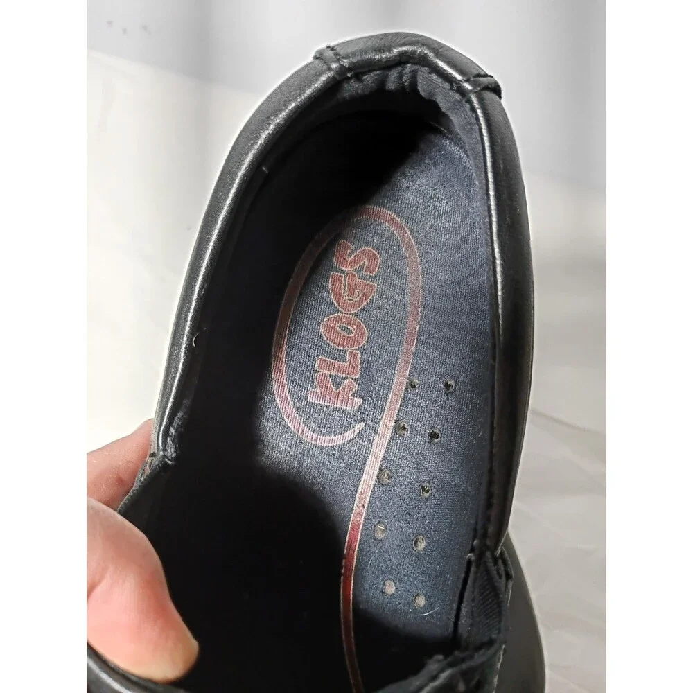 Klogs Woman 7.5 Leather Upper Slip On black Wedge Clogs workwear casual comfort